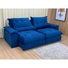Sofá Retrátil Reclinável 2,50 M Azul 506 Guanabara - 2