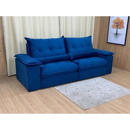 Sofá Retrátil Reclinável 2,50 M Azul 506 Guanabara - 5