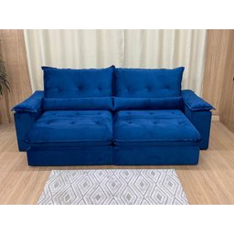 Sofá Retrátil Reclinável 2,50 M Azul 506 Guanabara - 8
