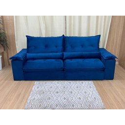 Sofá Retrátil Reclinável 2,50 M Azul 506 Guanabara - 9