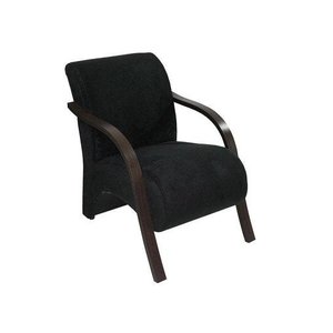 Poltrona Decorativa Stilo Suede Preto com Braços em Madeira -Dora Bela