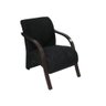 Poltrona Decorativa Stilo Suede Preto com Braços em Madeira -Dora Bela - 1