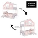 Ver imagem 3 de Beliche Infantil Casinha Dos Sonhos com Escorregador Madeira Maciça Rosa e Branco Megamobília