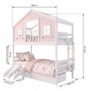 Ver imagem 4 de Beliche Infantil Casinha Dos Sonhos com Escorregador Madeira Maciça Rosa e Branco Megamobília