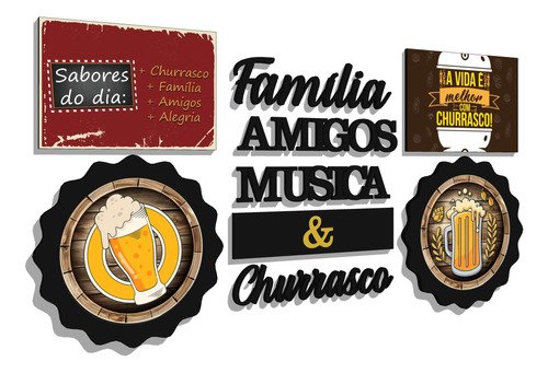 Conjunto Quadros Área Lazer Familia Amigos Churrasco - 3