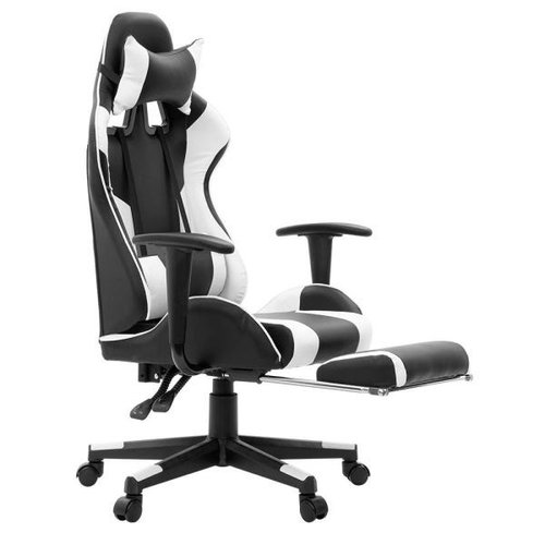 Cadeira Gamer Preto e Branco (Com Descanso para Os Pés) Evolut | MadeiraMadeira