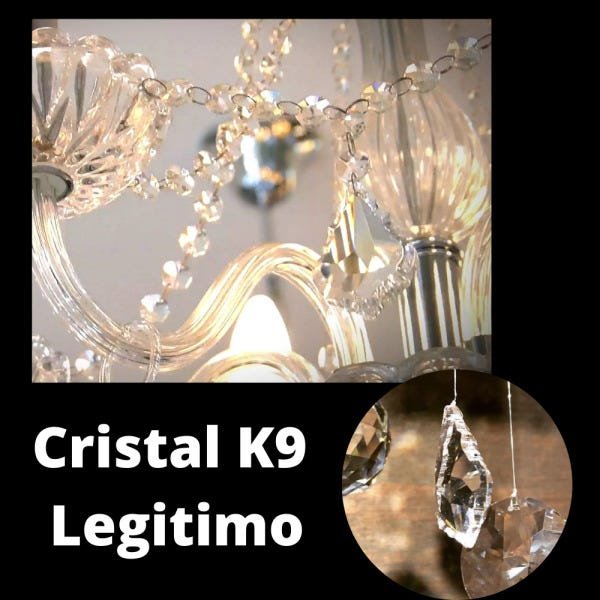 Lustre Candelabro Cristal Clássico Maria Tereza 6 Braços E14-Champanhe - 3