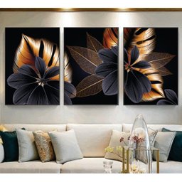 Quadro Decorativo Sala Quarto Trio Folhas Flores - 1
