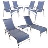 Combo 4 Cadeiras Emily 2 Espreguiçadeiras Catar + Mesa de Centro Garden,  Área Piscina Azul Dark...p - 1
