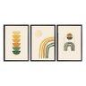 Composição de 3 Quadros Decorativos Boho Abstrato Formas Moderno para Sala - 1