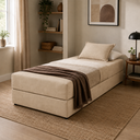 Ver imagem 4 de Sofá Cama 3EM1 em Tecido Suede com Almofadas - Sofá que Vira Cama Multifuncional :Bege