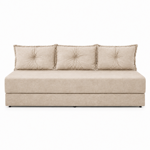 Sofá Cama 3EM1 em Tecido Suede com Almofadas - Sofá que Vira Cama Multifuncional :Bege