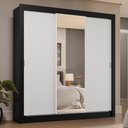 Ver imagem 1 de Guarda-roupa Casal 3 Portas de Correr com Espelho 4 Gavetas Preto/branco Sublime Plus Madesa Preto/