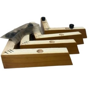 Pés para Sofá Kit 8 Conjunto de Cantoneiras de Madeira, Mel, Acabamento Natural para Moveis, 4 Cm Al