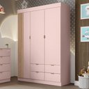 Ver imagem 2 de Guarda Roupa Infantil Ayla 3 Portas e 4 Gavetas Rosê Acetinado - Phoenix Baby