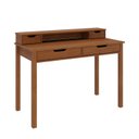 Ver imagem 5 de Mesa Escritório Compacta 2 Nichos 4 Gav Retrô Home Office Madeira Castanho Verniz Raul Idimex