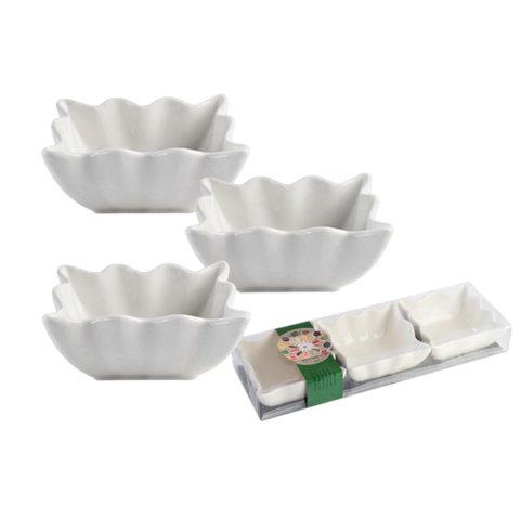 Kit 3 Ramekin Quadrados Tigela em Porcelana Pequena Ramequim:branco
