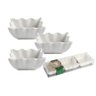Kit 3 Ramekin Quadrados Tigela em Porcelana Pequena Ramequim:branco - 2