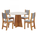 Ver imagem 2 de Mesa de Jantar Redonda 90x90 Fox com 4 Cadeiras Sol Mel/blonde/cinza - Casa Giulia