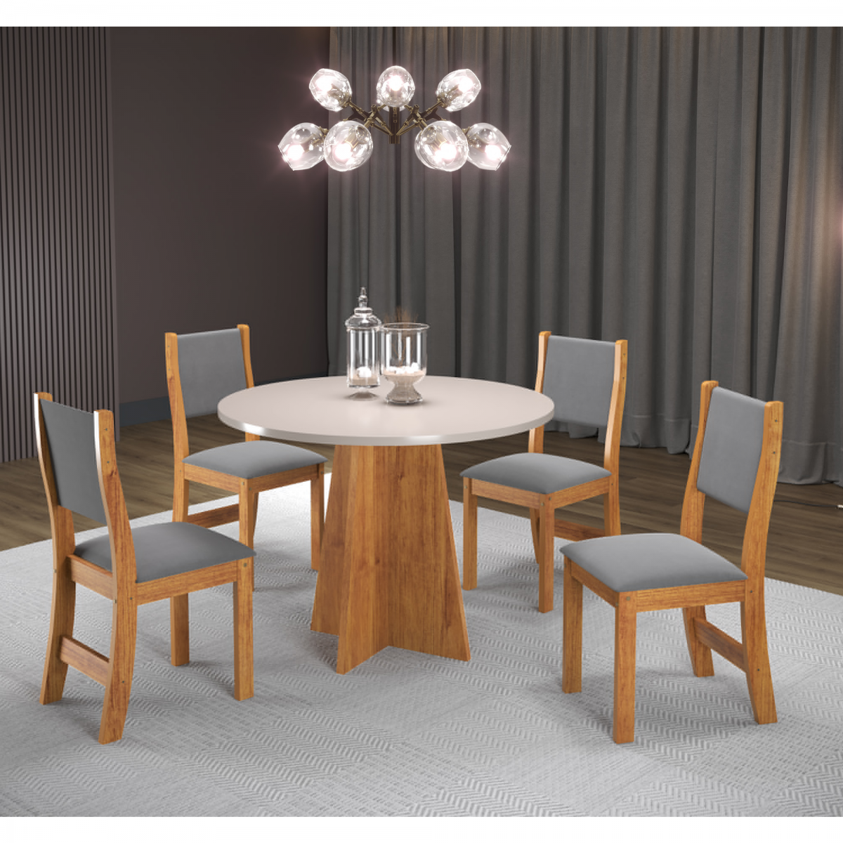 Sala de Jantar Fox C/4 Cad Sol Mel/blonde/cinza