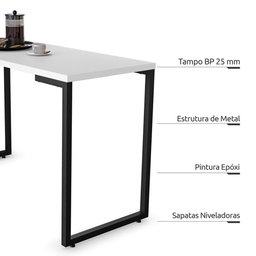 Mesa de Cozinha Multiuso Lanche Rápido Estilo Industrial 120x50cm BP Prattica F02 Branco - Mpozenato - 3