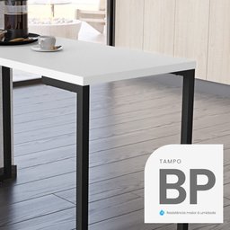 Mesa de Cozinha Multiuso Lanche Rápido Estilo Industrial 120x50cm BP Prattica F02 Branco - Mpozenato - 6