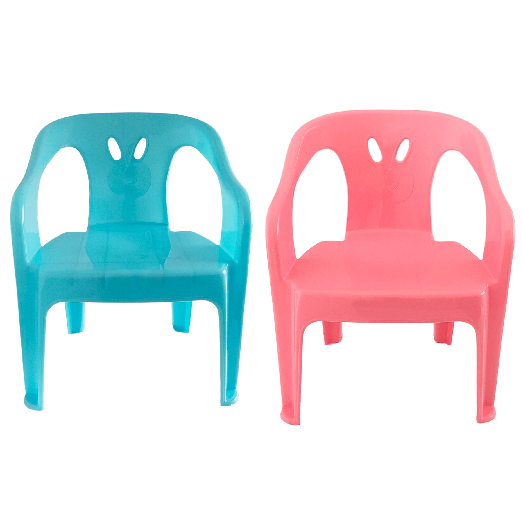 2 Cadeiras Mini Poltrona Infantil de Plástico Rosa e Azul