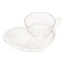 Ver imagem 3 de Xícara de Chá de Cristal com Prato Coração Pearl 180ml