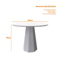 Mesa Redonda Isis 1m com Tampo Mdf 15mm Off White Ype - New Ceval - 2