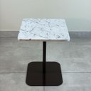 Ver imagem 7 de Mesa Lateral Atria Base Laca Marrom Quadrada Tampo Mármore Carrara