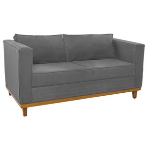 Sofá 2 Lugares Europa Suede Cinza - Am Decor