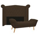 Ver imagem 1 de Kit Cabeceira 100 cm Suede + Calçadeira Madrid Marrom