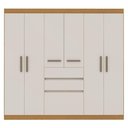 Ver imagem 4 de Guarda Roupa Casal Berna 7 Portas de Bater 2 Gavetas MDP Cinamomo e Off White Genialflex Móveis