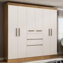 Ver imagem 1 de Guarda Roupa Casal Berna 7 Portas de Bater 2 Gavetas MDP Cinamomo e Off White Genialflex Móveis