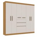 Ver imagem 2 de Guarda Roupa Casal Berna 7 Portas de Bater 2 Gavetas MDP Cinamomo e Off White Genialflex Móveis
