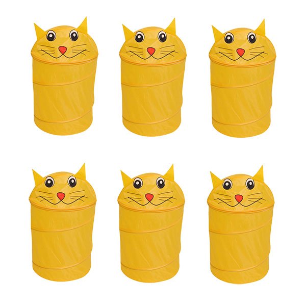 Kit 6 Cesto de Roupas Organizador Brinquedos Dobrável Animais Bichinhos Infantil Multiuso - Gatinho 