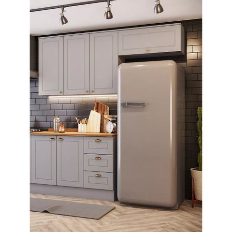 Cozinha Compacta 200cm 3 Peças 6 Portas 3 Gavetas com Tampo Americana Henn - Cinza/nature