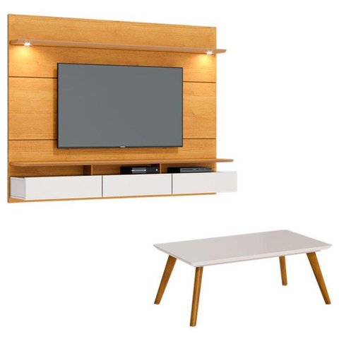 Painel Suspenso Decore 1.8 com Mesa de Centro Classic Nature Off White - Imcal
