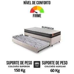 Bicama Box Solteiro Linho  88x188x28 Cm com Colchão Bogota Molas Ultralastic Inducol - 6