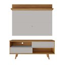 Ver imagem 4 de Kit Conjunto Rack Painel para Tv até 50" 2 Portas 2 Prateleiras Sala Estar Marrom Madeira Off