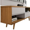 Ver imagem 5 de Kit Conjunto Rack Painel para Tv até 50" 2 Portas 2 Prateleiras Sala Estar Marrom Madeira Off