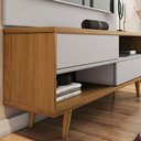 Ver imagem 3 de Kit Conjunto Rack Painel para Tv até 50" 2 Portas 2 Prateleiras Sala Estar Marrom Madeira Off
