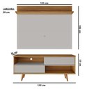 Ver imagem 2 de Kit Conjunto Rack Painel para Tv até 50" 2 Portas 2 Prateleiras Sala Estar Marrom Madeira Off