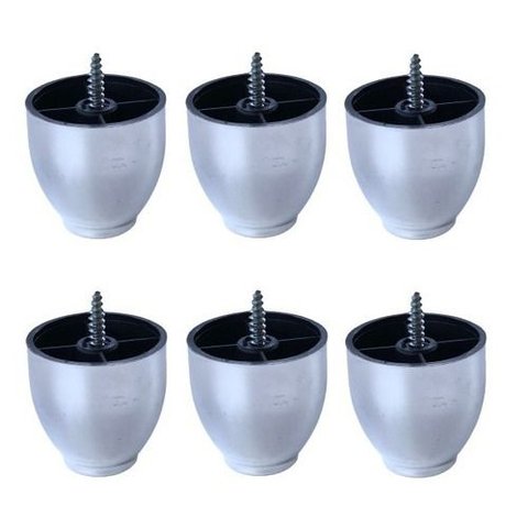 Kit 6 Pés para Sofás Estofados Ágata Cromado Altura 6cm Poltronas Rack e Etc