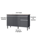 Ver imagem 4 de Balcão Gabinete Módulo P-pia Tatiane 120cm 3 Portas e 1 Gaveta C-tampo Cinza