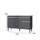 Ver imagem 3 de Balcão Gabinete Módulo P-pia Tatiane 120cm 3 Portas e 1 Gaveta C-tampo Cinza