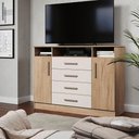 Ver imagem 1 de Cômoda Sapateira Grande 2 Portas 4 Gavetas com Nichos para Quarto Corrediças Telescópicas Design Mod