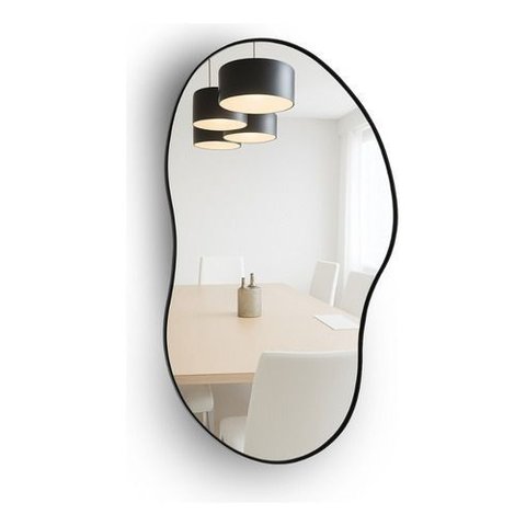 Espelho Orgânico Cloud 60x40cm Moldura Couro Moderno Premium - Moldura Preto