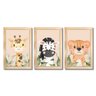 Kit 3 Quadros Safari Aquarela Infantil Quarto Vidro 20x30cm Arte na Arte Safari Aquarela com Vidro M - 1