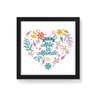 Quadro Decorativo Melhor Mãe do Mundo Coração Floral - 30x30cm (Moldura caixa em laca preta) - Arte  - 1